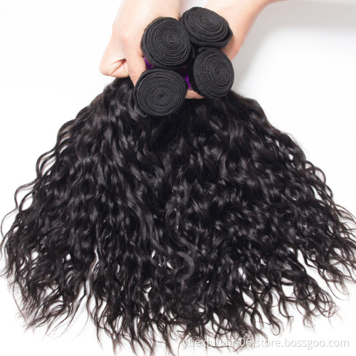 Water Wave Human Hair Bundles with 4x4 Lace Closure Natural Color Brazilian Virgin Hair 3 Bundle Deals Wholesale Price Vendor
